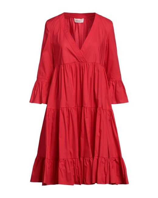 MEIMEIJ Red Midi Dress Cotton