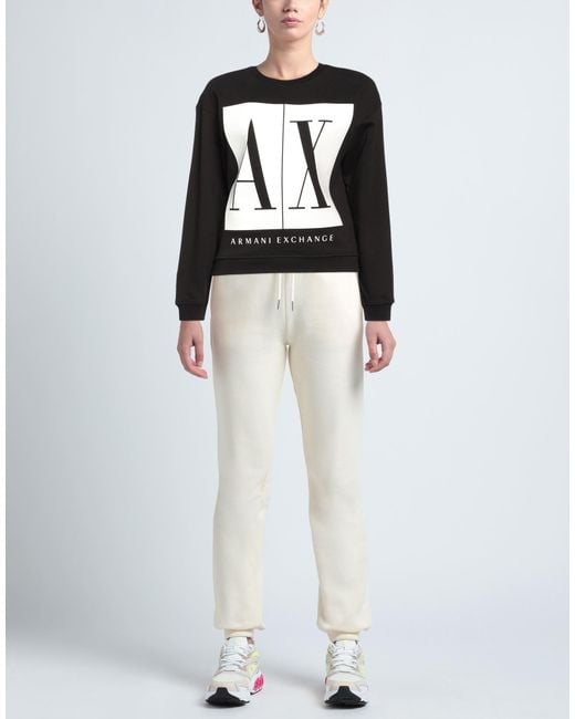 ARMANI EXCHANGE Black Fleece Cotton Sweatshirt Printed Logo Crewneck