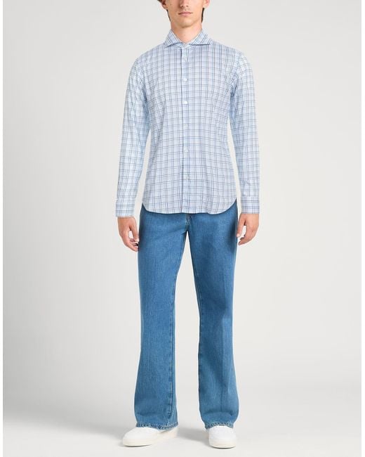 Fedeli Blue Shirt Cotton, Elastane for men