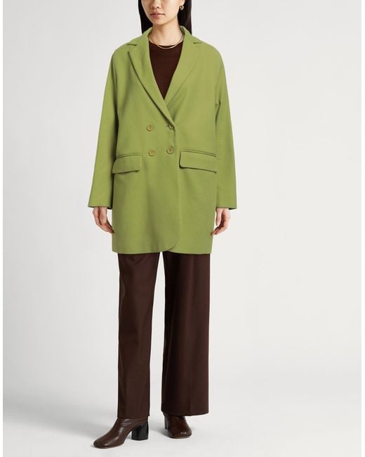 Herno Green Lime Overcoat & Trench Coat Cotton
