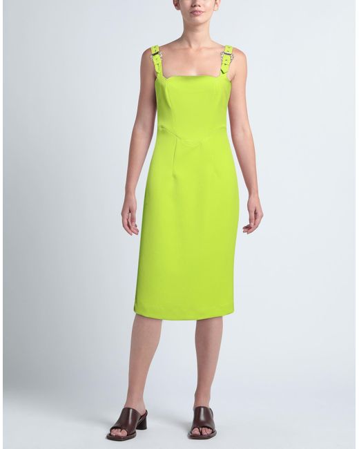 Versace Green Acid Midi Dress Polyester, Elastane
