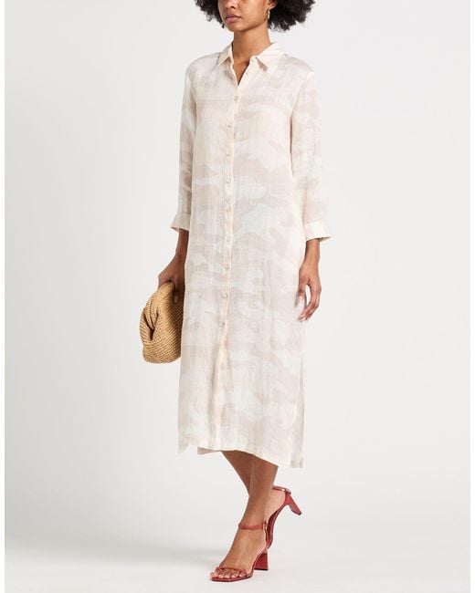 120% Lino White Midi Dresses