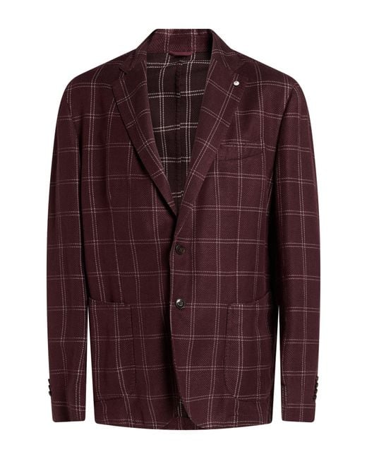 L.b.m. 1911 Purple Burgundy Blazer Cotton, Linen, Nylon, Polyester for men