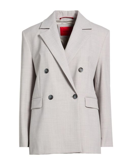 MAX&Co. Gray Light Blazer Polyester, Virgin Wool, Elastane