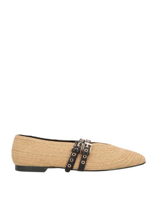Bibi Lou White Camel Ballet Flats Textile Fibers