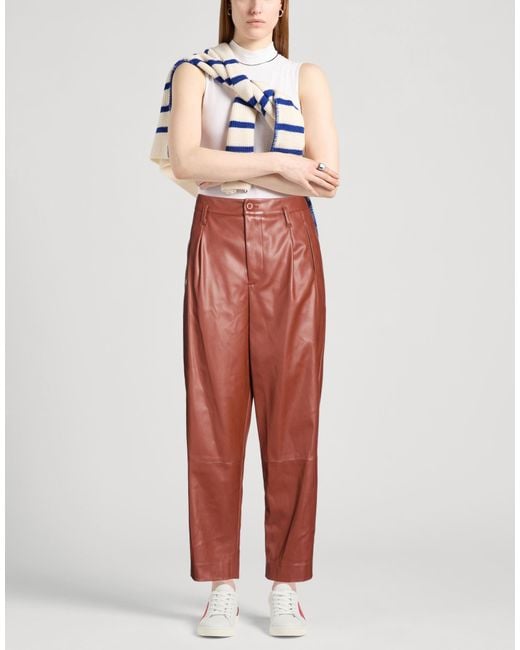 Manila Grace Red Pants Polyester, Polyurethane