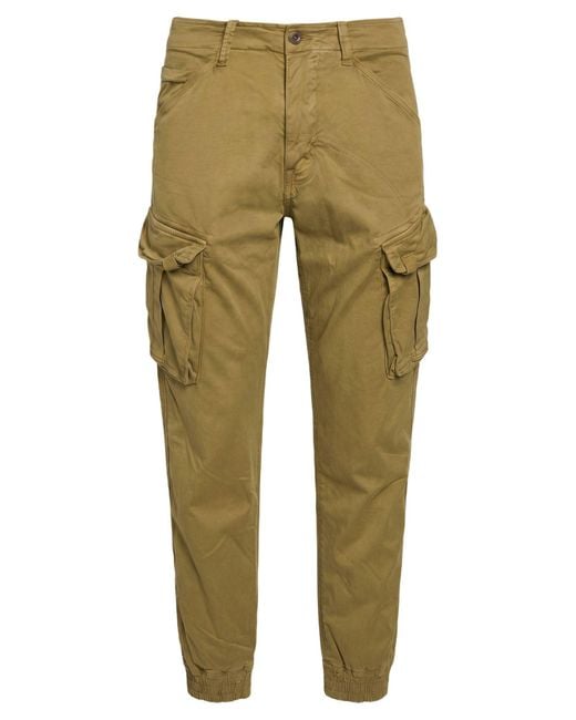 Alpha Industries Green Pants Cotton, Elastane for men
