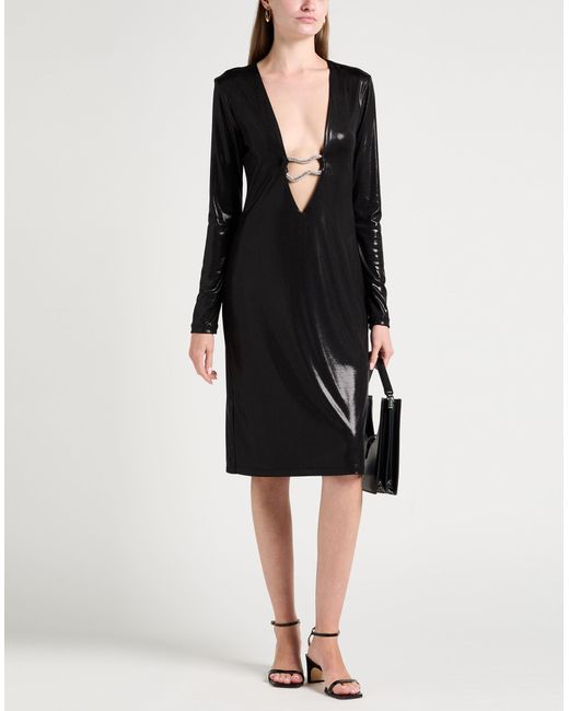 Chiara Ferragni Black Midi Dress Polyester, Elastane