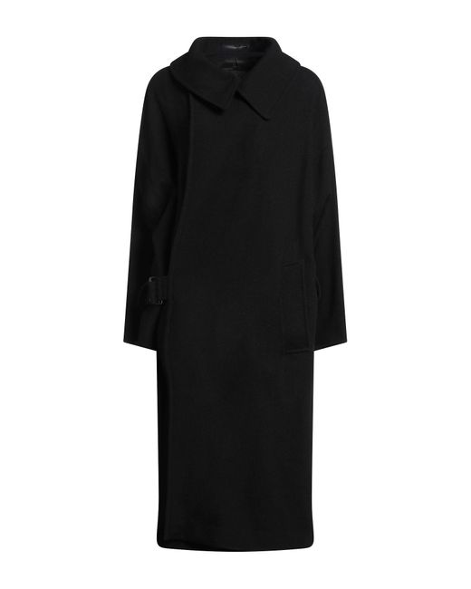 Y's Yohji Yamamoto Black Coat Wool, Polyester, Acrylic, Nylon