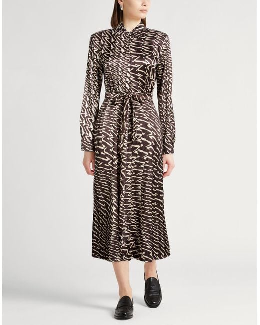 Marella Brown Dark Midi Dress Polyester, Elastane