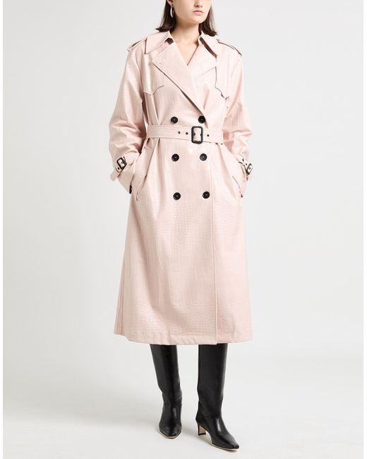 MSGM Pink Overcoat & Trench Coat Polyester