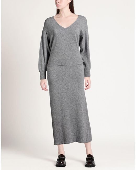 ViCOLO Gray Midi Dress Viscose, Polyamide, Wool, Cashmere