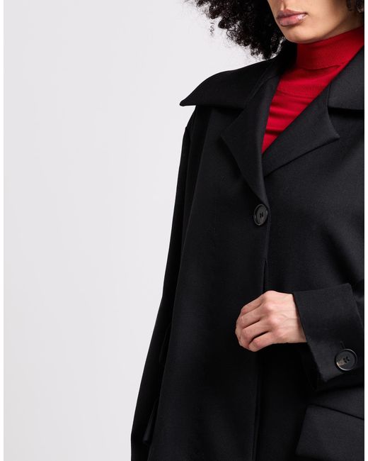 Malloni Black Coat Virgin Wool