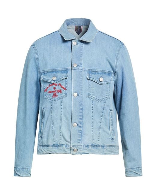 Manuel Ritz Blue Denim Outerwear Cotton, Elastane for men