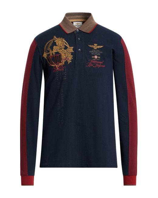 Aeronautica Militare Blue Polo Shirts for men