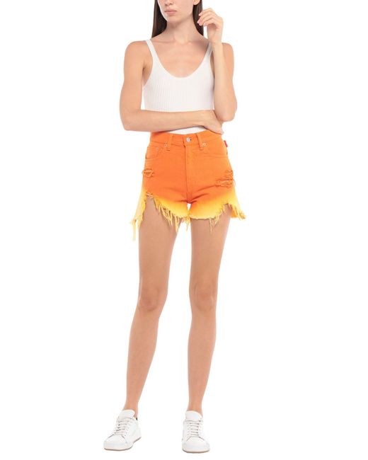 Denimist Orange Denim Shorts