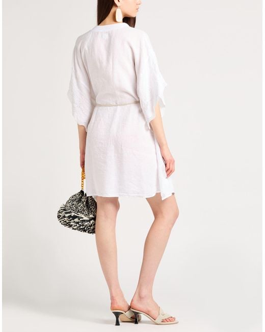 120% Lino White Mini Dress Linen
