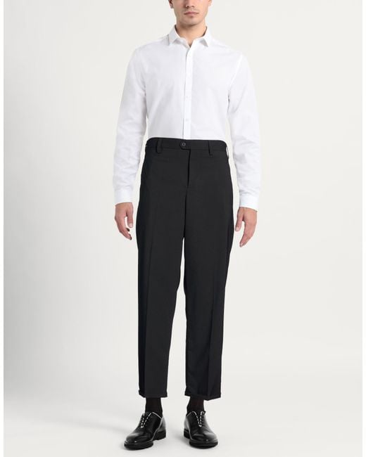 Yes London Black Pants Virgin Wool, Polyester, Elastane for men