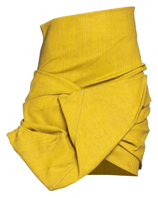 Rick Owens Yellow Denim Skirt Cotton, Elastomultiester, Rubber
