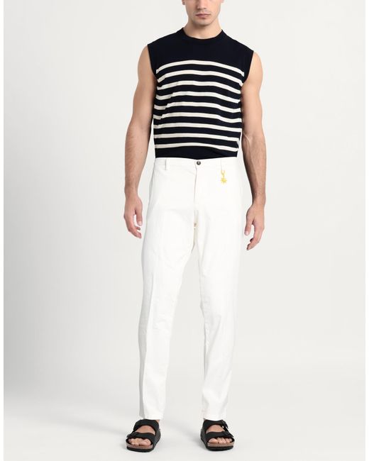 Manuel Ritz White Pants Cotton, Elastane for men