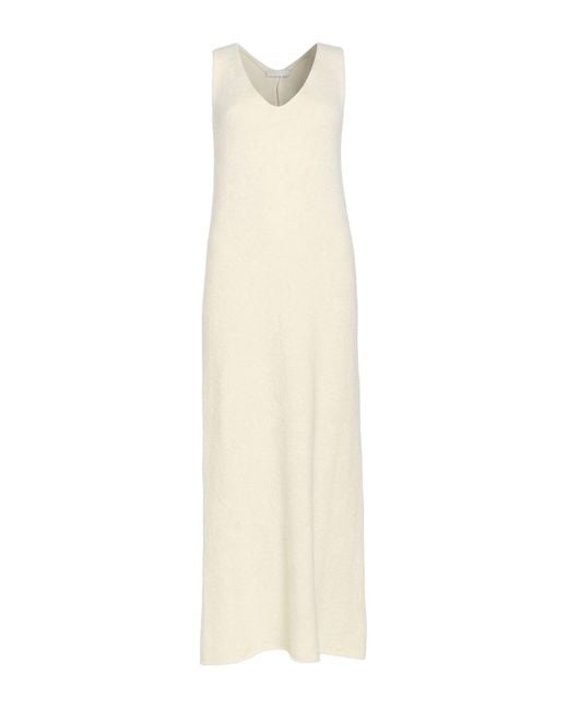 Roberto Collina White Ivory Midi Dress Merino Wool, Silk
