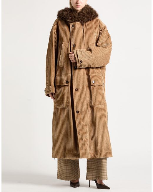 Dolce & Gabbana Brown Camel Coat Cotton, Lambswool, Polyester