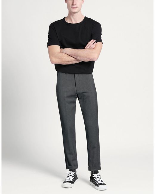 Messagerie Gray Charcoal Pants Polyester, Wool, Viscose, Elastane for men