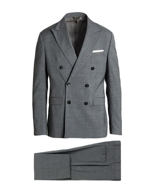 Berry & Brian Gray Suit Wool, Elastane for men