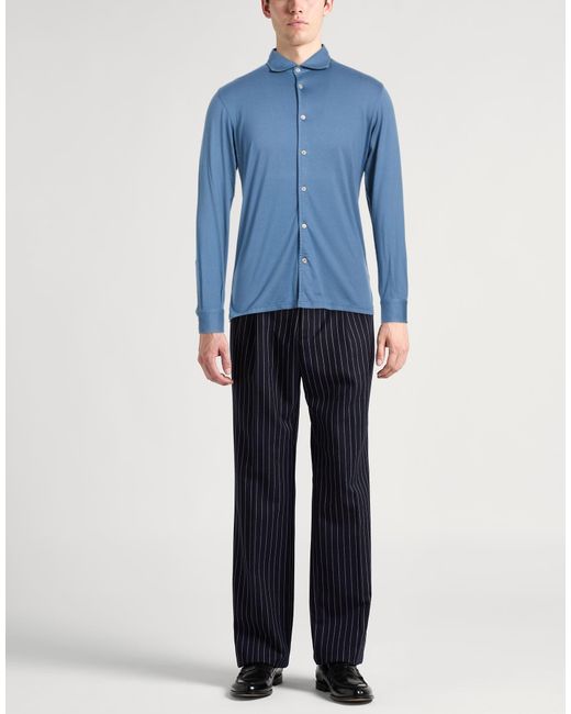 Fedeli Blue Shirt Cotton for men