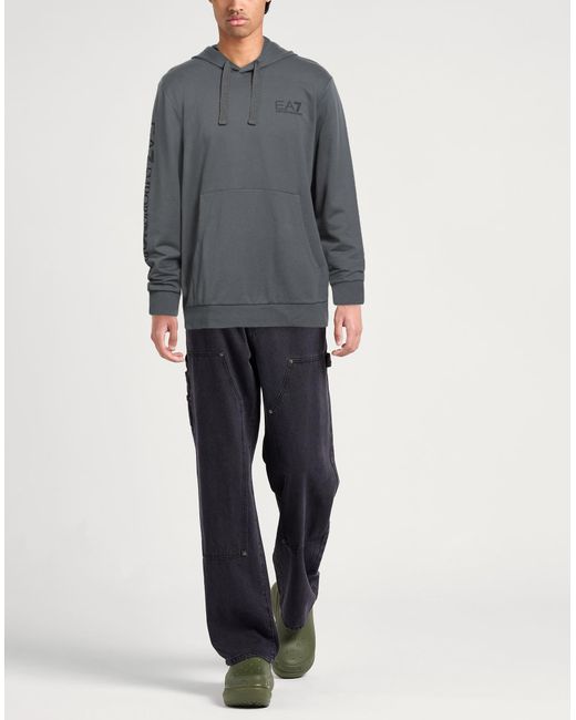 EA7 Gray Charcoal Sweatshirt Cotton for men