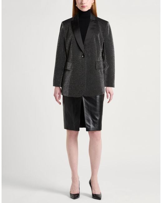 Elena Miro Black Blazer Polyester, Metallic Fiber, Elastane