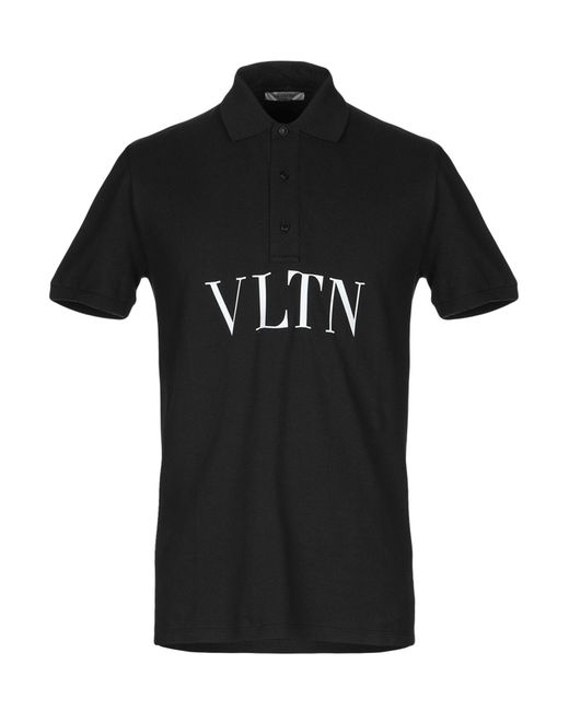 Valentino Garavani Black Vltn Print Polo Shirt for men