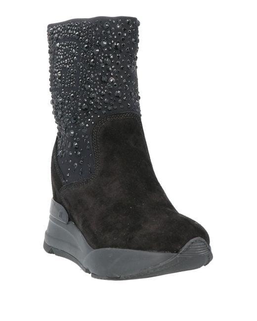 Rucoline Black Ankle Boots Calfskin, Textile Fibers