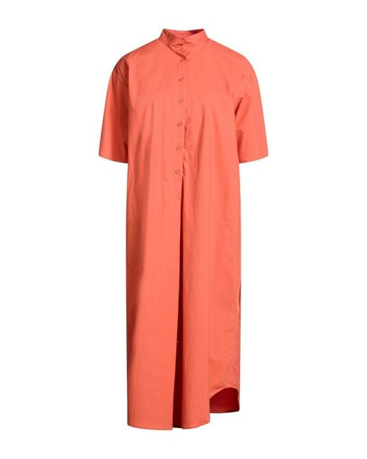 Cristina Bonfanti Pink Midi Dress Cotton, Elastane