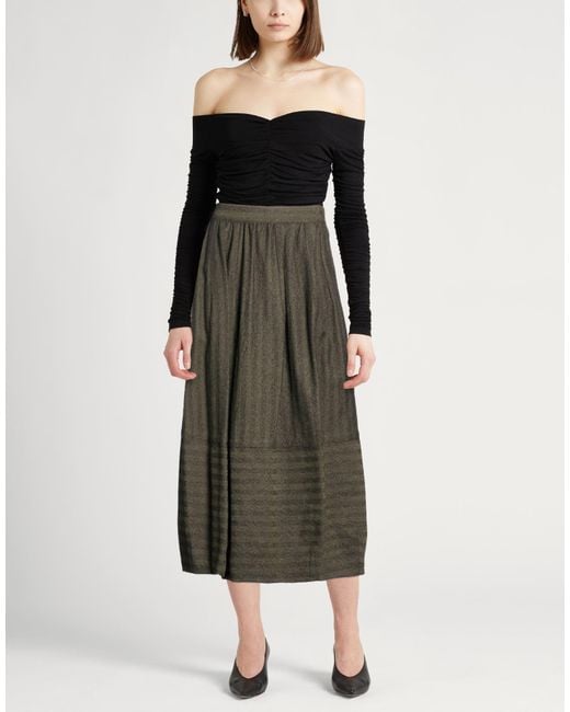 Gentry Portofino Gray Military Midi Skirt Virgin Wool