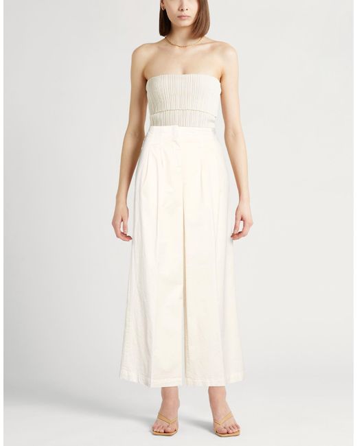 Peserico White Ivory Pants Cotton, Elastane