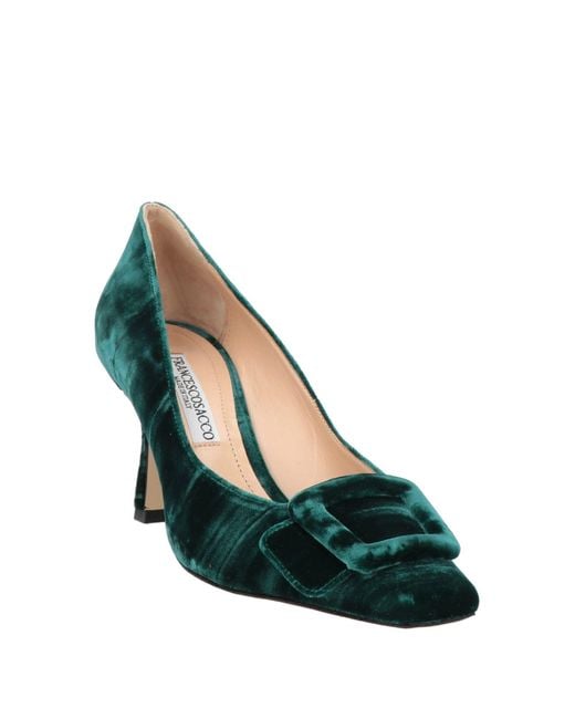 FRANCESCO SACCO Green Dark Pumps Textile Fibers