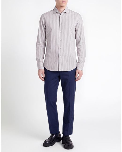 Manuel Ritz White Lilac Shirt Cotton, Elastane for men