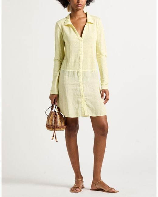 120% Lino Yellow Mini Dress Linen