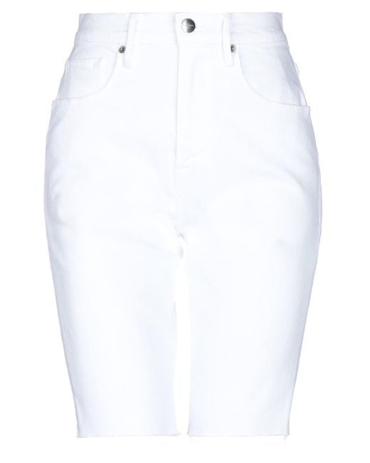 FRAME White Denim Shorts Cotton, Elastane