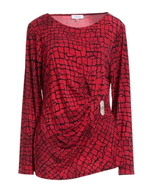 Calvin Klein Red T-Shirt Polyester, Elastane