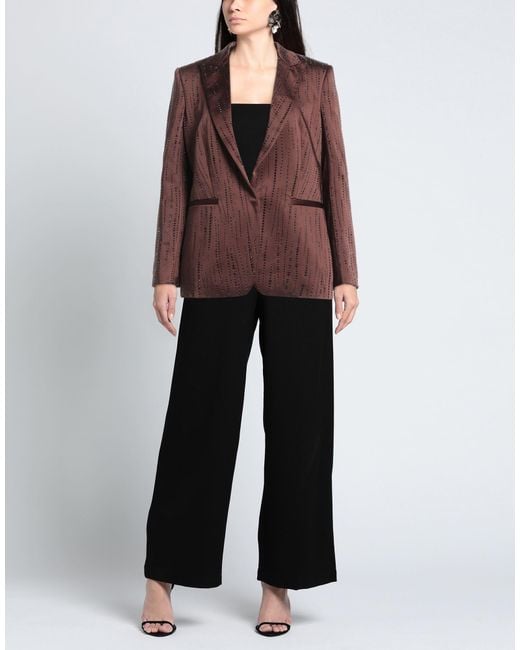 Dondup Brown Chocolate Blazer Polyester, Elastane