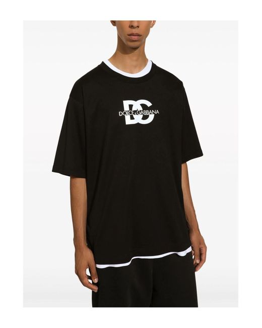 T-shirt à manches courtes et imprimé logo DG Dolce & Gabbana pour homme en coloris Black