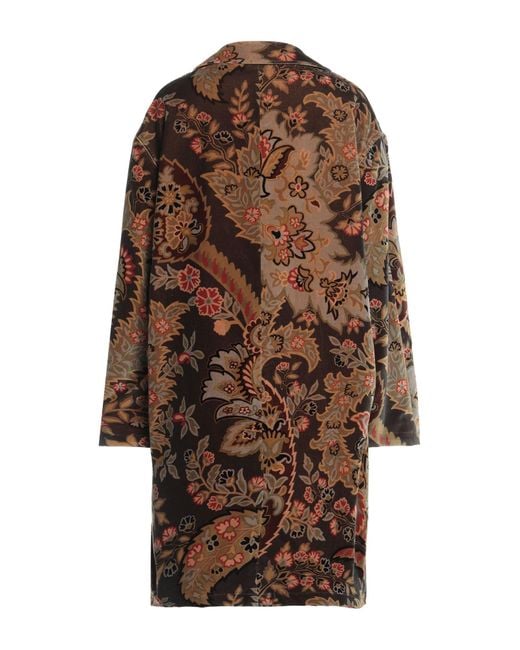 Etro Brown Khaki Coat Cotton, Elastane