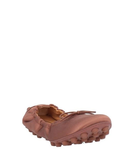 Tod's Pink Antique Rose Ballet Flats Leather, Textile Fibers