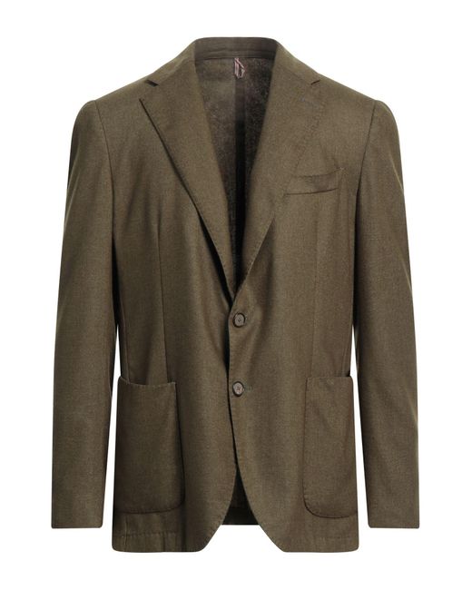 Santaniello Green Blazer Wool, Polyester for men