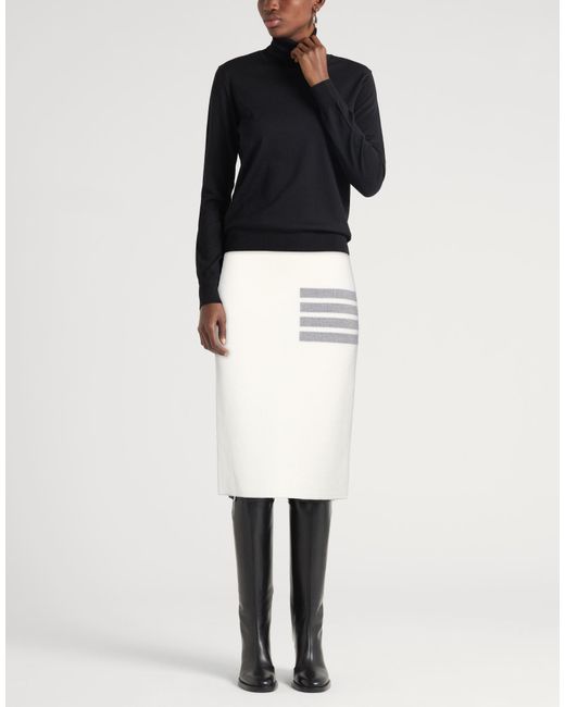 Thom Browne White Midi Skirt Virgin Wool, Polyamide