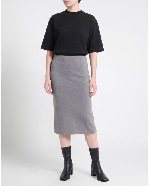 Roberto Collina Gray Midi Skirt Wool, Elastane
