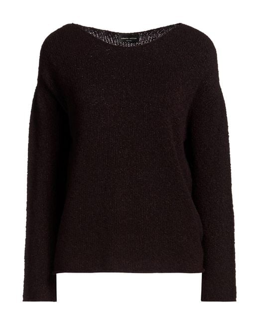 Roberto Collina Black Dark Sweater Wool, Silk