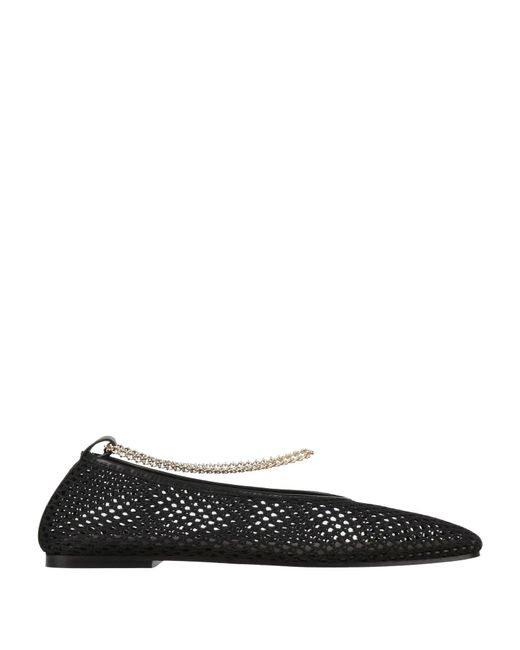MARIA LUCA Black Ballet Flats Textile Fibers, Leather